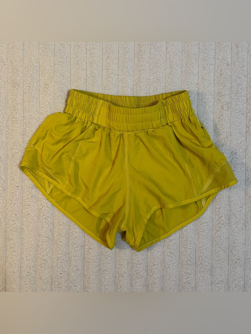 Unbranded Yellow Athletic Shorts With Small Side Pocket & Liner